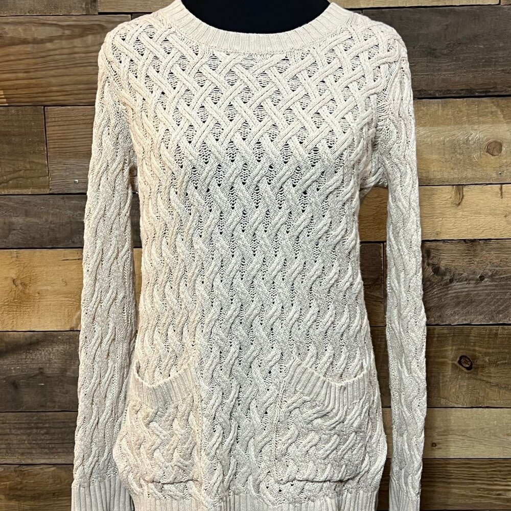 Jeanne Pierre Womens Tan Knit Sweater with Pockets Size Small - Picture 1 of 6